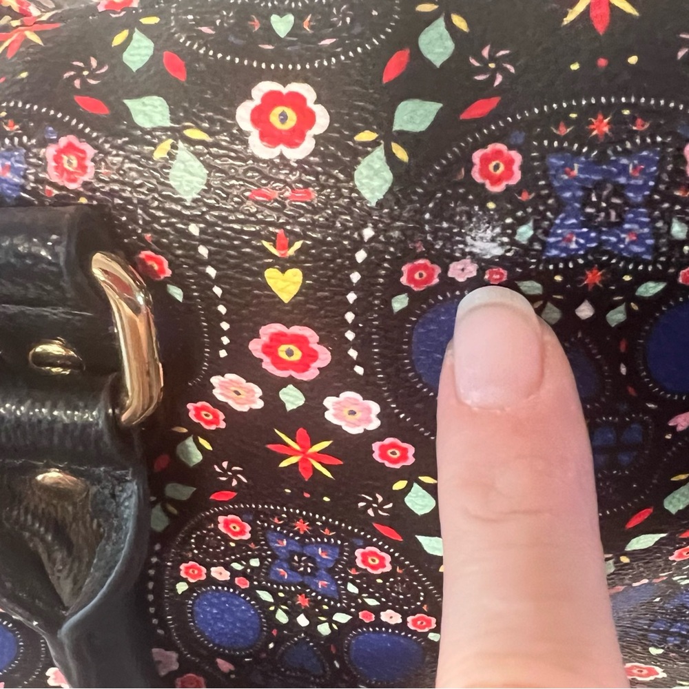 Loungefly Black and Blue Floral Skull Satchel & Wallet Set - Picture 12 of 14